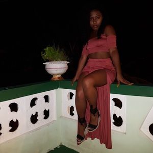 Maxi Skirt Set w/ Side Slits - Peach